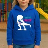 Thyroid Cancer Awareness Cool Tgiftrex Warrior Survivor Fighter Cool Gift Kids Hoodie thumb 3
