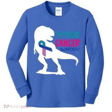 Thyroid Cancer Awareness Cool Tgiftrex Warrior Survivor Fighter Cool Gift Kids Long Sleeve Shirt