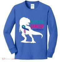Thyroid Cancer Awareness Cool Tgiftrex Warrior Survivor Fighter Cool Gift Kids Long Sleeve Shirt thumb 0