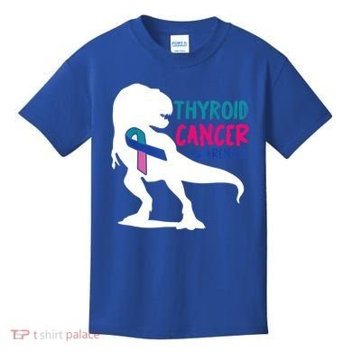 Thyroid Cancer Awareness Cool Tgiftrex Warrior Survivor Fighter Cool Gift Kids T-Shirt