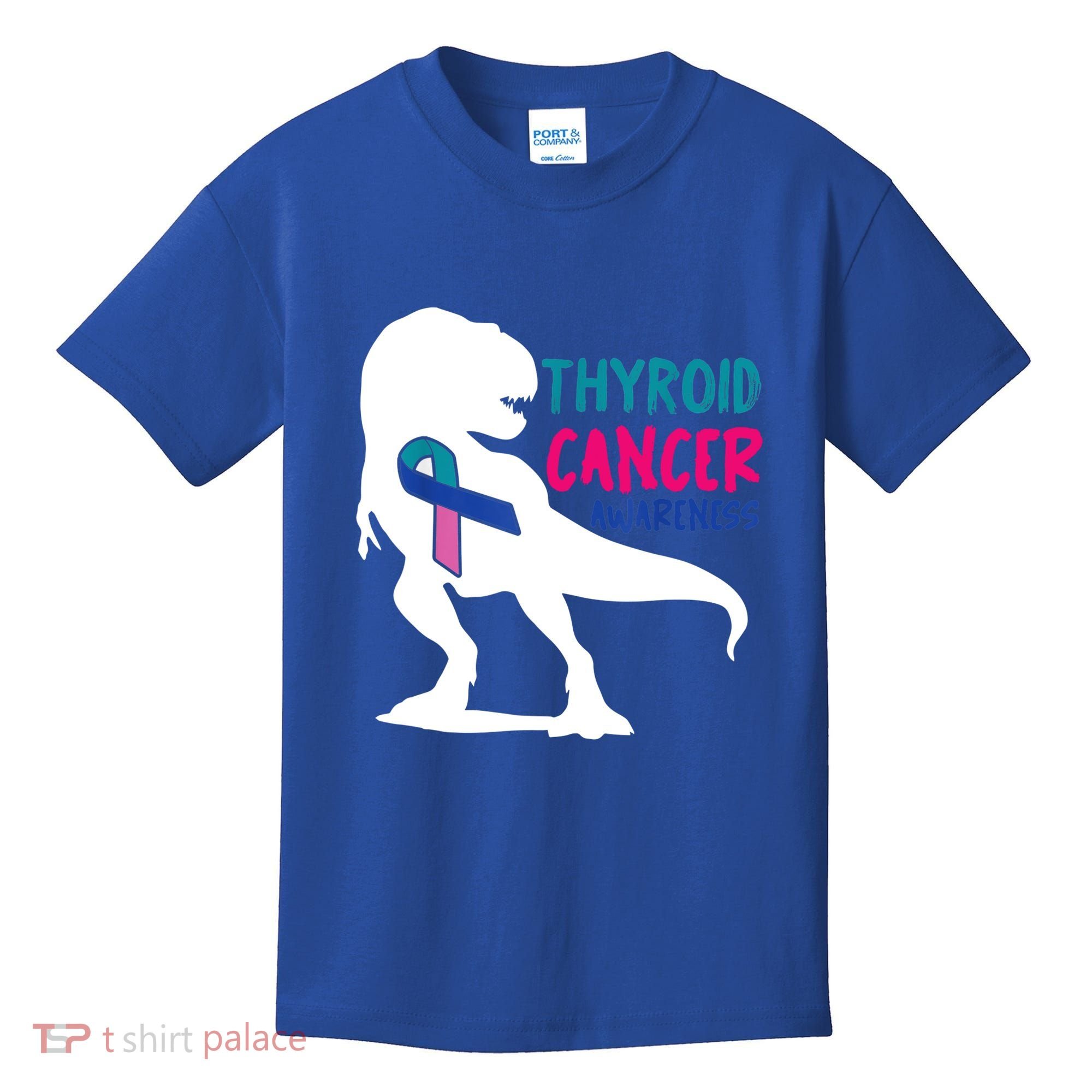 Thyroid Cancer Awareness Cool Tgiftrex Warrior Survivor Fighter Cool Gift Kids T-Shirt