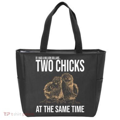 Two Chicks At The Same Time Funny Tote Bag