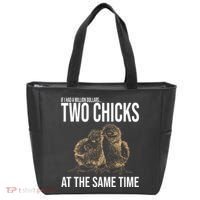 Two Chicks At The Same Time Funny Tote Bag thumb 0