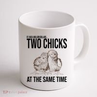 Two Chicks At The Same Time Funny Coffee Mug thumb 1