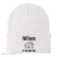 Two Chicks At The Same Time Funny Beanie thumb 0