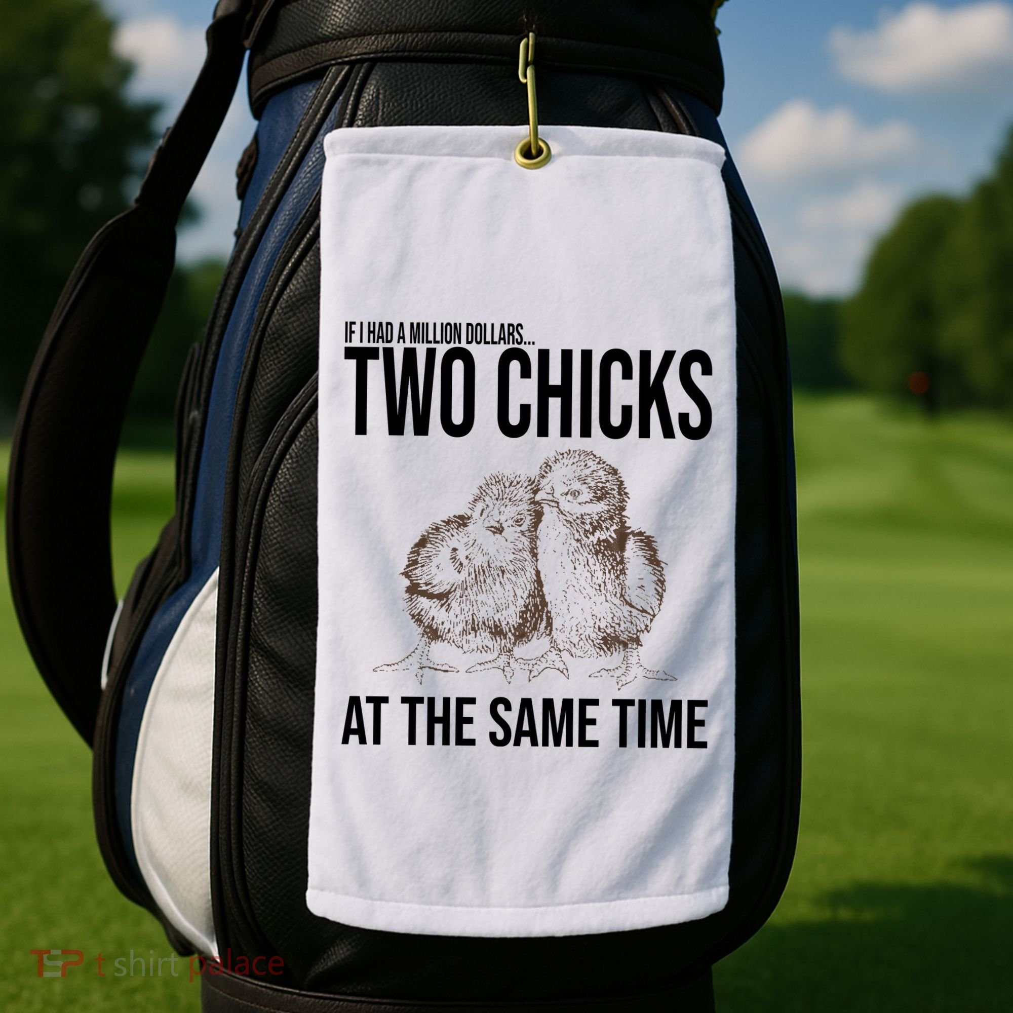 Two Chicks At The Same Time Funny Golf Towel