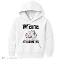 Two Chicks At The Same Time Funny Kids Hoodie thumb 0
