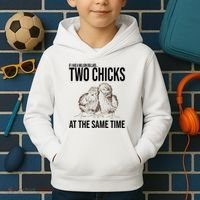 Two Chicks At The Same Time Funny Kids Hoodie thumb 2