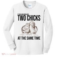Two Chicks At The Same Time Funny Kids Long Sleeve Shirt thumb 0