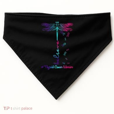 Thyroid Cancer Awareness Warrior Dragonfly Believe Hope Gift USA-Made Doggie Bandana
