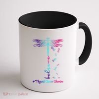 Thyroid Cancer Awareness Warrior Dragonfly Believe Hope Gift Coffee Mug thumb 1