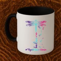 Thyroid Cancer Awareness Warrior Dragonfly Believe Hope Gift Coffee Mug thumb 2