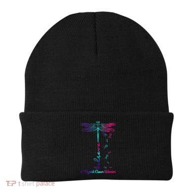 Thyroid Cancer Awareness Warrior Dragonfly Believe Hope Gift Beanie