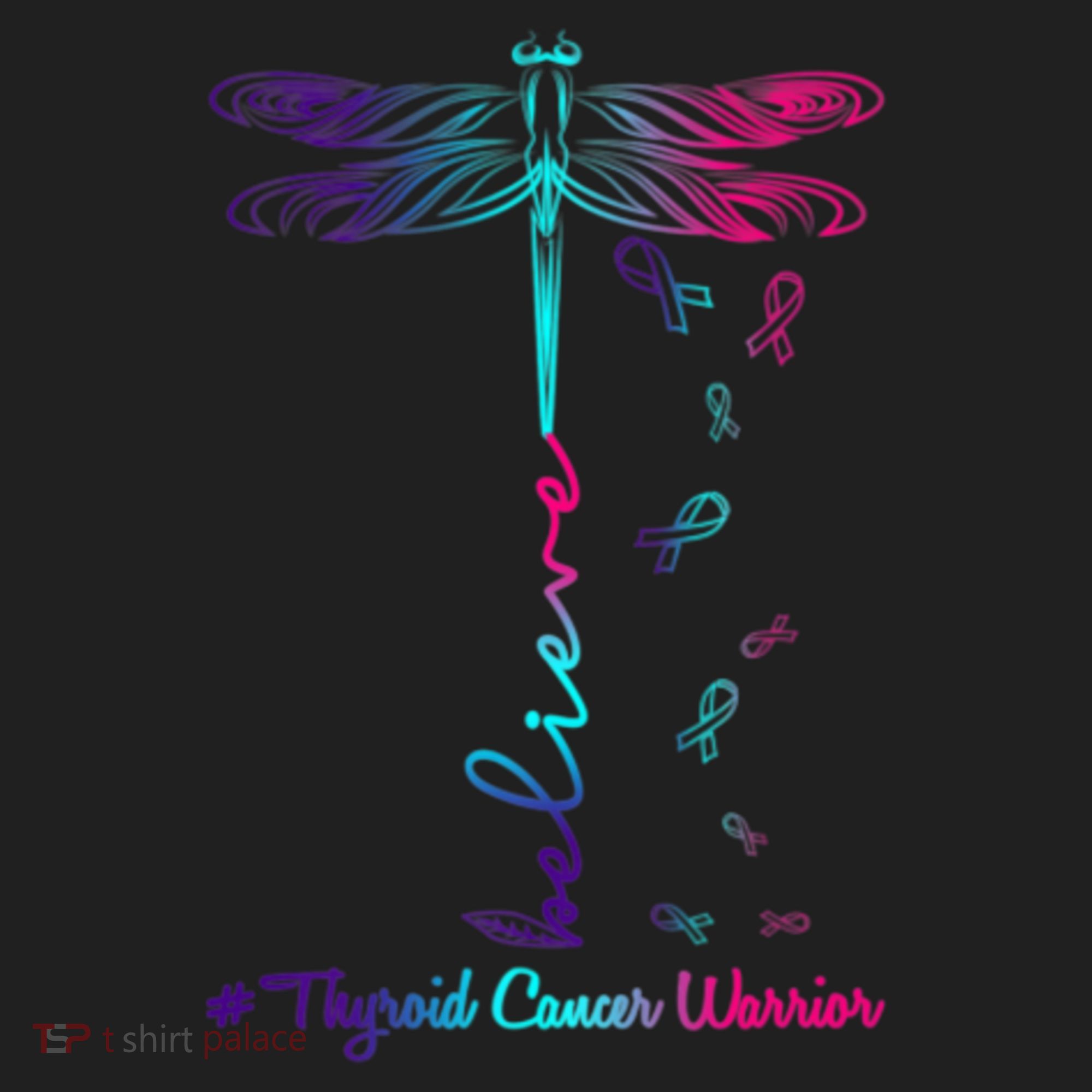 Thyroid Cancer Awareness Warrior Dragonfly Believe Hope Gift Beanie