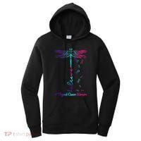 Thyroid Cancer Awareness Warrior Dragonfly Believe Hope Gift Women's Hoodie thumb 0