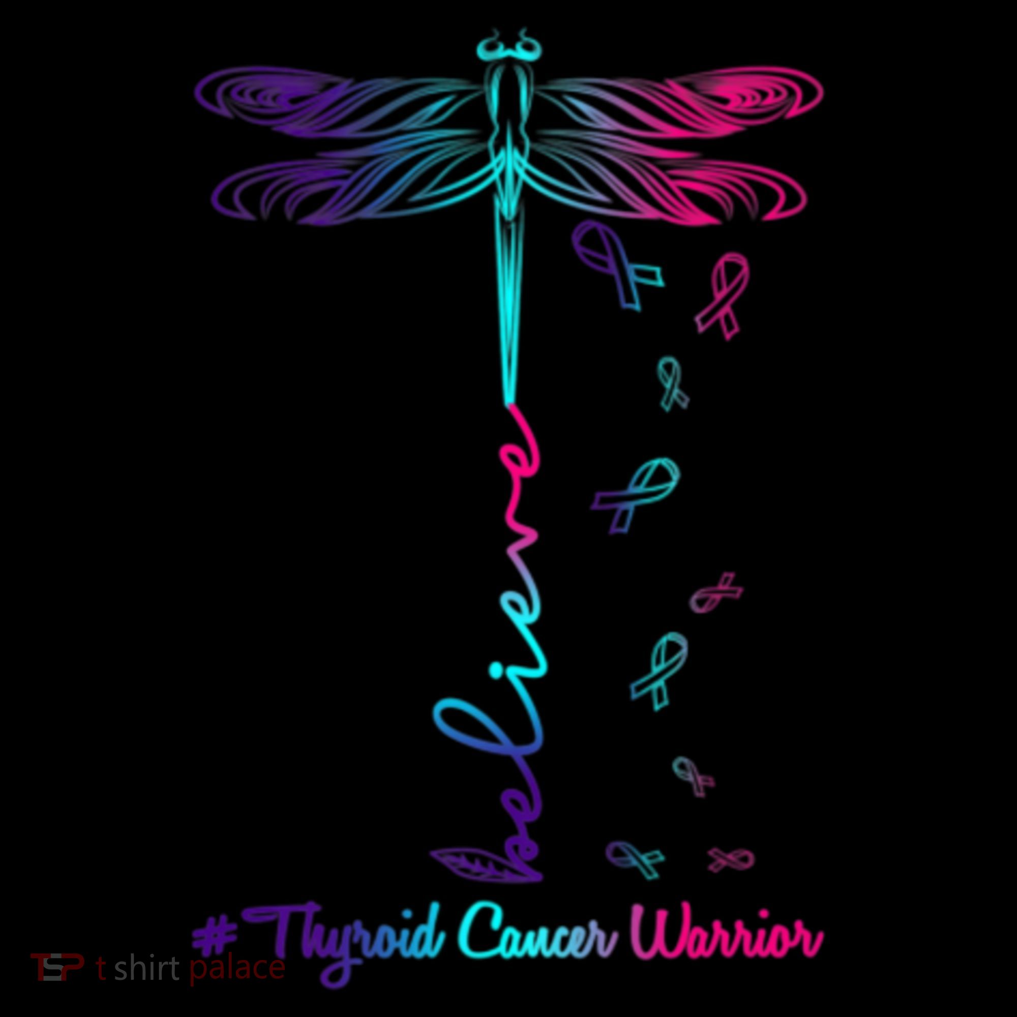 Thyroid Cancer Awareness Warrior Dragonfly Believe Hope Gift Women's Hoodie