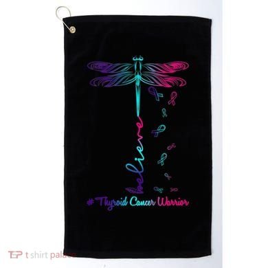 Thyroid Cancer Awareness Warrior Dragonfly Believe Hope Gift Golf Towel