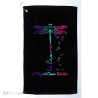 Thyroid Cancer Awareness Warrior Dragonfly Believe Hope Gift Golf Towel thumb 0