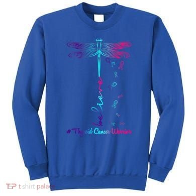 Thyroid Cancer Awareness Warrior Dragonfly Believe Hope Gift Sweatshirt