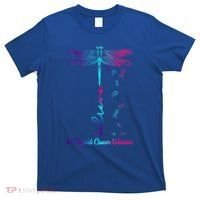 Thyroid Cancer Awareness Warrior Dragonfly Believe Hope Gift T-Shirt thumb 0