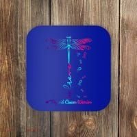 Thyroid Cancer Awareness Warrior Dragonfly Believe Hope Gift Coaster thumb 0