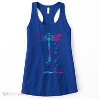 Thyroid Cancer Awareness Warrior Dragonfly Believe Hope Gift Women's Tank Top thumb 0