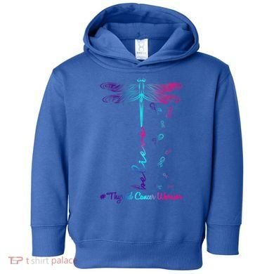 Thyroid Cancer Awareness Warrior Dragonfly Believe Hope Gift Toddler Hoodie
