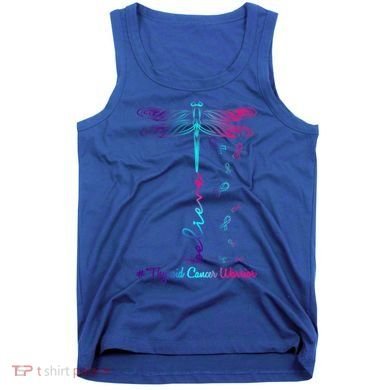 Thyroid Cancer Awareness Warrior Dragonfly Believe Hope Gift Tank Top