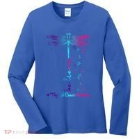 Thyroid Cancer Awareness Warrior Dragonfly Believe Hope Gift Women's Long Sleeve Shirt thumb 0