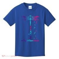 Thyroid Cancer Awareness Warrior Dragonfly Believe Hope Gift Kids T-Shirt thumb 0