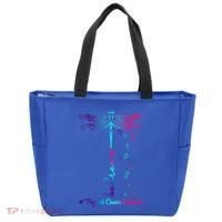 Thyroid Cancer Awareness Warrior Dragonfly Believe Hope Gift Tote Bag thumb 0