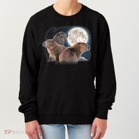 Three Capybaras And Moon Funny Capybara Humor Parody Women's Sweatshirt thumb 0