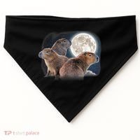 Three Capybaras And Moon Funny Capybara Humor Parody USA-Made Doggie Bandana thumb 0