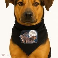 Three Capybaras And Moon Funny Capybara Humor Parody USA-Made Doggie Bandana thumb 1