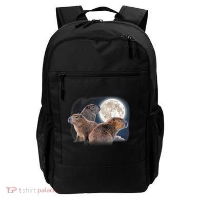 Three Capybaras And Moon Funny Capybara Humor Parody Backpack