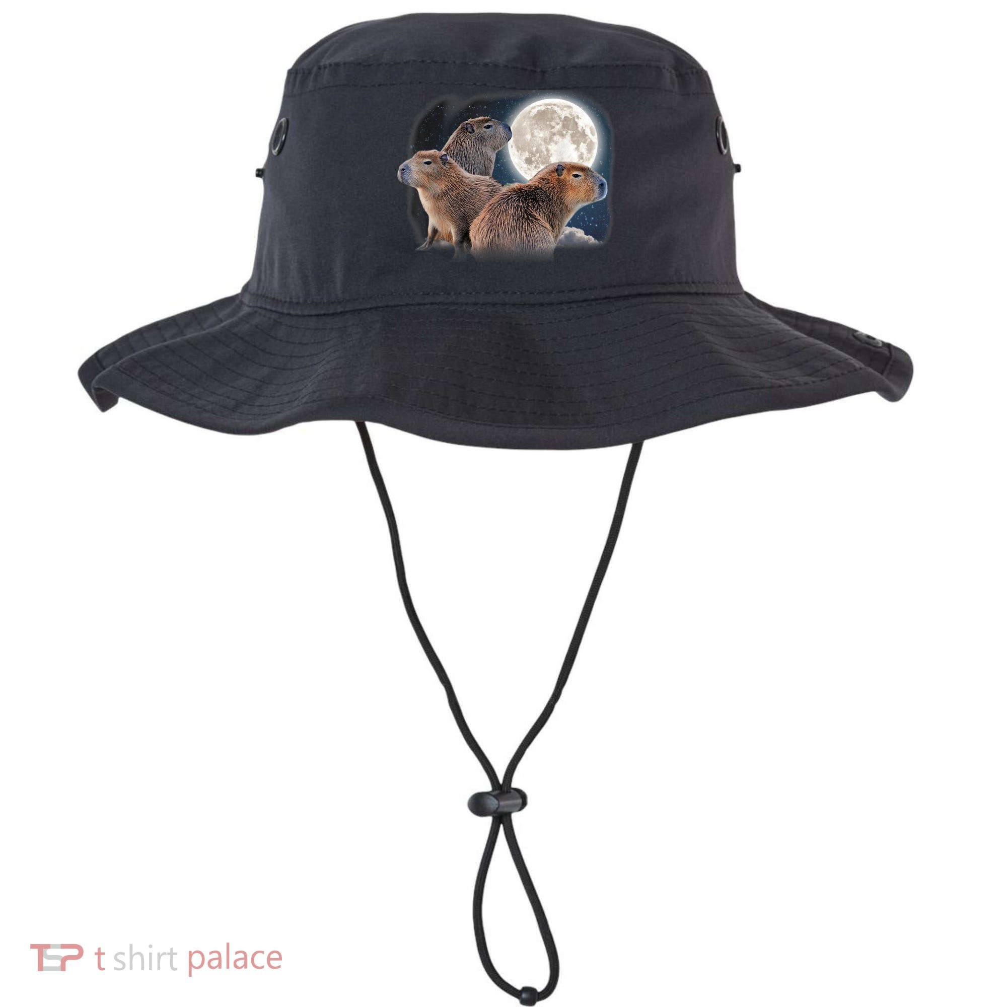 Three Capybaras And Moon Funny Capybara Humor Parody Bucket Hat