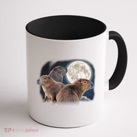 Three Capybaras And Moon Funny Capybara Humor Parody Coffee Mug thumb 1