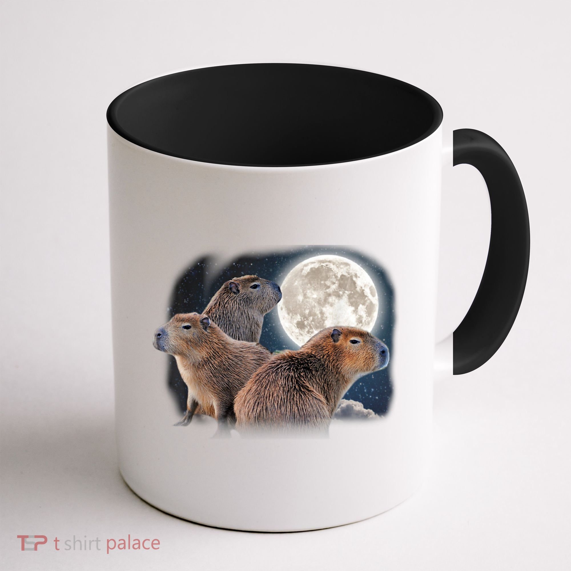 Three Capybaras And Moon Funny Capybara Humor Parody Coffee Mug