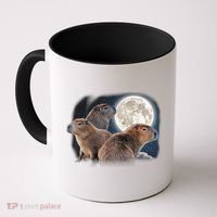 Three Capybaras And Moon Funny Capybara Humor Parody Coffee Mug thumb 0
