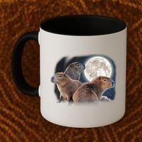 Three Capybaras And Moon Funny Capybara Humor Parody Coffee Mug thumb 2