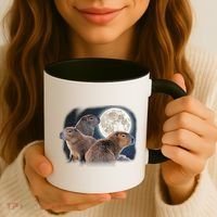 Three Capybaras And Moon Funny Capybara Humor Parody Coffee Mug thumb 3