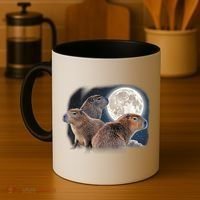Three Capybaras And Moon Funny Capybara Humor Parody Coffee Mug thumb 4