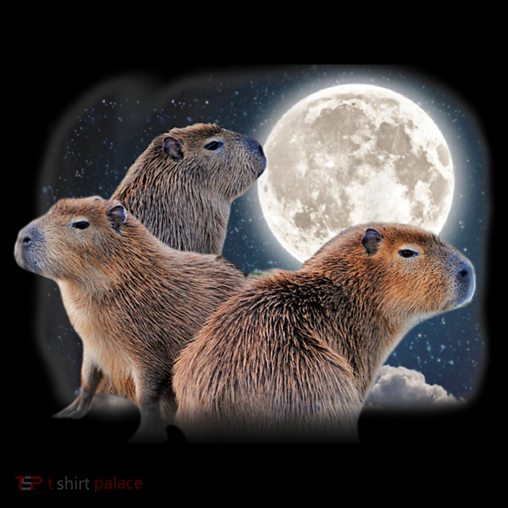 Three Capybaras And Moon Funny Capybara Humor Parody Coffee Mug
