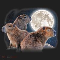Three Capybaras And Moon Funny Capybara Humor Parody Beanie thumb 2