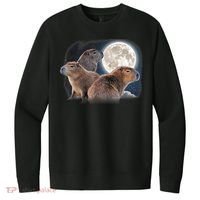 Three Capybaras And Moon Funny Capybara Humor Parody V.I.T. Fleece Crew Sweatshirt thumb 0