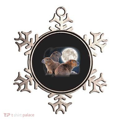 Three Capybaras And Moon Funny Capybara Humor Parody Ornament