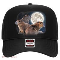 Three Capybaras And Moon Funny Capybara Humor Parody Hat thumb 0
