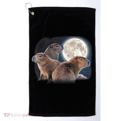 Three Capybaras And Moon Funny Capybara Humor Parody Golf Towel