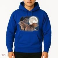 Three Capybaras And Moon Funny Capybara Humor Parody Hoodie thumb 2