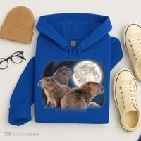 Three Capybaras And Moon Funny Capybara Humor Parody Hoodie thumb 4